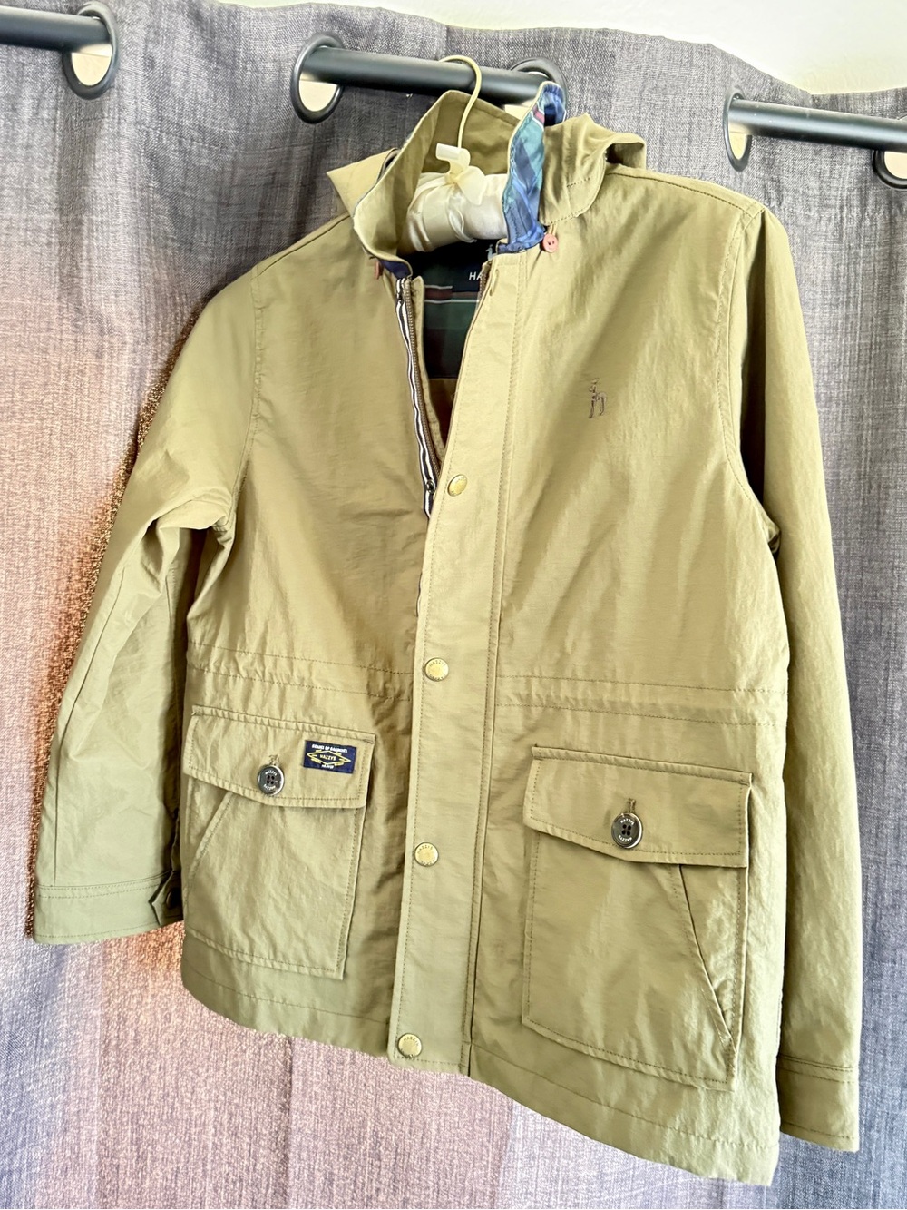 Boys Olive Trendy Light Jacket with Hood - Classic Korean Upscale Designer Brand